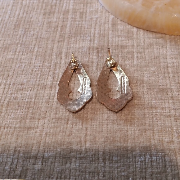 Gold Tone Cloisonne Enamel Earrings - Picture 2 of 9